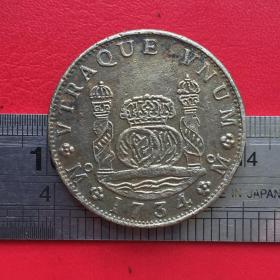 V222旧铜罕见墨西哥雷莱斯菲利普诉1734皇冠硬币钱币铜钱器珍收藏