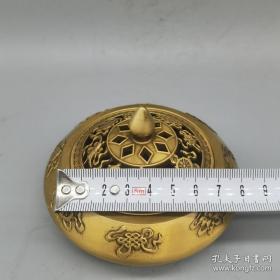 精品铜器 黄铜雕刻香炉，器型厚重，形制端正；包浆温润，色泽雅致，古意盎然，品相极好