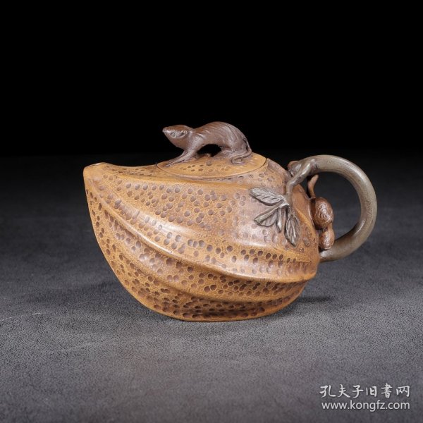 宜興精品花生壺，手工陳鳴遠紫砂壺