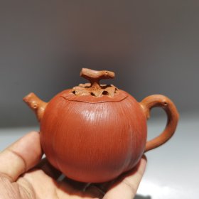 宜兴灵小品柿圆壶，陈鸣远紫砂壶茶壶