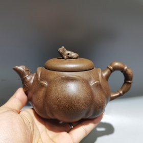 精品珍藏紫砂壶，陈鸣远青蛙荷叶茶壶