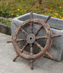 清代木质轮船舵 空间装饰老木雕民俗木器