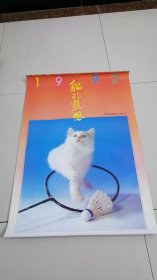 挂历年历1992年《猫的遐想》13张全 77*52厘米，朝花美术出版社