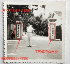 老照片：南京—南京粮食经济学院，1982年3月6日，依旧挂着“江苏省粮食学校”门牌。有背题。——校简史：前身1956年创办粮食部南京粮食学校建。1957年更名粮食部南京粮食干部学校。1959年更名粮食部南京粮食学校。1973年更名江苏省粮食学校。1981年在原粮食学校的基础上建立南京粮食经济学院。1993年更名南京经济学院。今为南京财经大学。【陌上花开系列】