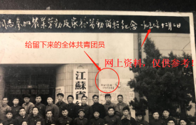 老照片：江苏南京—“江苏省纺织工业厅”，1957年（参照网络资料截图），坐在门口石狮子上的男子。门牌号“187”，墙上张贴着《给留下来的全体共青团员》一封信。——简介：前身1954年5月成立的江苏省纺织工业管理局。次年3月改称为江苏省纺织管理局，后又更名为江苏省纺织工业局。1956年11月更名江苏省纺织工业厅。【陌上花开系列】