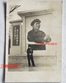 老照片：背景毛主席像—“伟大的领袖毛主席万岁！”【陌上花开系列】