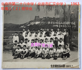 老照片：北京市第二十六中学（北京市汇文中学）1963年高三：池永康、李宪元、吕俊亭、刘怀珍、及金生、常铁成、马鸿琳、贺长喜、战福重、肖雨泽、沈耀祖、高俊亭、崔大鹏、王瑷东（老师）何文延、王振祥、张树椿、孙景秋、崔守温、李长友、姚朝栋、刘纯朴（北京市通县一中模范班主任，今北京市通州区潞河中学）王山川、孙世雄、兰崇远、刘德远、柳川、张铁壁、刘振荣、张书门、陈忠睦、秘相成、苏锐、钱连增、孙继伟、杨庆苏等