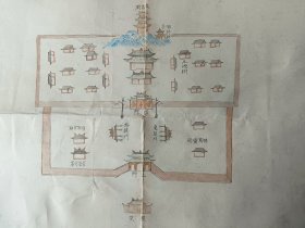 清代彩绘景德镇御窑厂图。作为元、明、清三代专造宫廷用瓷的皇家窑厂，现已成为景德镇御窑厂国家考古遗址公园，获得国务院“国家重点文物保护单位”称号，并正在积极申报世界文化遗产名录中。贴有徐家汇藏书楼藏书票。是研究御窑厂整体布局，装饰特点的宝贵资料