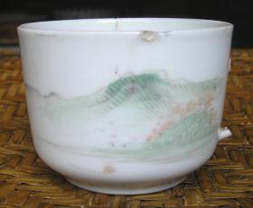 民国时期山水花鸟白瓷杯 咖啡杯 茶杯