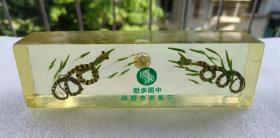 中国电信宁波市电信局双蛇（龙）戏珠有机玻璃镇纸摆件