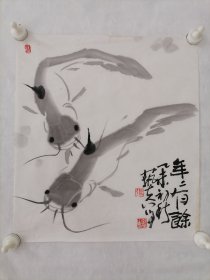 纯手绘小品画心，纸有微黄，所见即所得。
