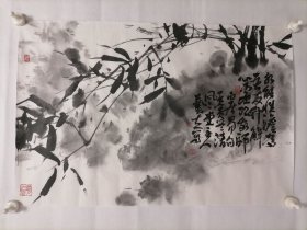 【水能性淡为吾，竹解心虚为我师。】纯手工国画花鸟，宣纸画心，所见即所得。