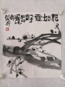 纯手绘小品，纸有微黄。