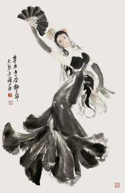 【店铺作品全部来自书画家本人 保真】于永强，国家一级美术师，河北省美术家协会会员，天津南开书画院理事。水墨写意人物画新-7《舞娘》（68×43CM）