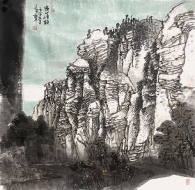 【中国美术家协会会员】【取自画家本人，原作保真】刘大力，承德市美协理事，承德县美协副主席兼秘书长，承德县政协委员。四尺斗方水墨写意山水画9《幽山清韵》（68×68CM）