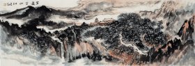 【三次入选中国美展】【取自画家本人，终身保真】李勃，山东省书法家协会会员，山东省美术家协会会员，中国青年美术家协会会员，山东省摄影家协会会员。《魏启后》《青年书坛》杂志编委。小六尺山水画3《坐逸万山》（180×60CM）。