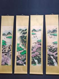 特价！四条屏山水图裱198×40芯130×33厘米gbvhfy