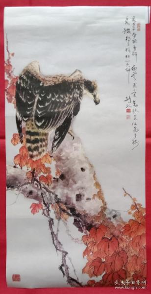 岭南画派 高剑父 花鸟，旧藏宣纸挂历画内芯 一张