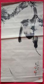 岭南画派 高奇峰 猴子，旧藏宣纸挂历画内芯 一张