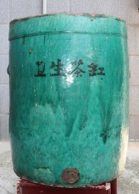 卫生茶缸 铜官窑绿釉茶缸 两边两个蝙蝠民国风格 茶文化展馆及茶事会所佳品 茶叶茶事专题