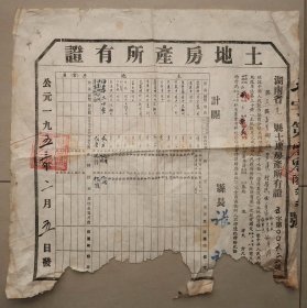 土地房产所有证 晃县 怀化新晃 土地改革后核发 杨序永 1953年 县长 张子祥 之二