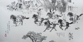 朝鲜画马哲奎 赛马 136.5 x 68cm
