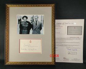 “不爱江山爱美人” 温莎公爵（爱德华八世）与 辛普森夫人 共同签名官方信卡（已装裱附框) 由国际三大权威签名鉴定公司之一JSA鉴定