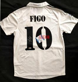 “葡萄牙足球黄金一代的领袖” 菲戈 亲笔签名皇马球衣 由三大签名鉴定公司之一Beckett（BAS）提供鉴定