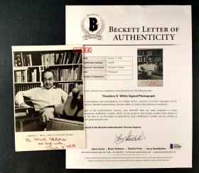 ”1942大饥荒的吹哨人“ 白修德 签名照片 由三大签名鉴定公司之一Beckett（BAS）提供鉴定