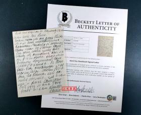 “等待救赎的德国陆军元帅” 伦德斯泰特 1948年关押期间表达消极绝望的亲笔信件 由三大权威签名鉴定公司之一Beckett（BAS）提供鉴定