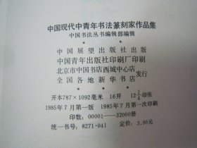 初版一印16开大本彩印《中国现代中青年书法篆刻家作品集》，中国书法丛书编辑部 编辑，16开大本，平装一册全。“中国展望出版社”1985年7月，一版一印精印刊行。封面设计精美，品佳如图！