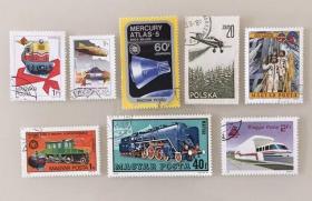 外国邮票 波兰、匈牙利等国邮票8枚 1972年--1985年   新票盖戳  10品
