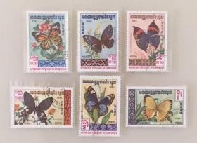 外国邮票 突尼斯邮票 蝴蝶6枚 1983年 新票盖戳10品