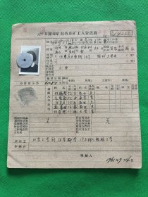 1961年开滦煤矿赵各庄矿工人登记表6