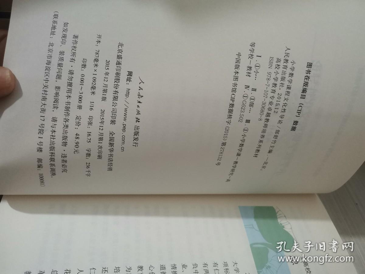 小学数学课程文化性导论/高校小学教育专业卓越教师培养系列教材