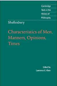 Shaftesbury: Characteristics of Men, Manners, Opinions, Times   Cambridge Texts in the History of Philosophy 剑桥哲学史经典文本丛书 权威版本 英文原版