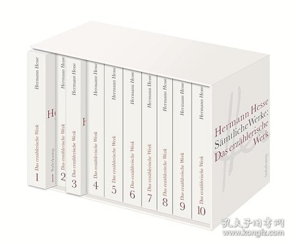 【BOOK LOVERS专享1475元】德语德文原版 赫尔曼·黑塞全集 10卷函套版 含小说、故事、童话和诗歌 Hermann Hesse - Das erzählerische Werk: Sämtliche Jugendschriften, Romane, Erzählungen, Märchen und Gedichte: 10 Bände in Kassette  Suhrkamp