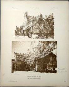 【伦勃朗】1896年 珂罗版 版画《ZWEI STUDIEN DESSELBEN GEHOFTTES》 纸张36.5×29厘米