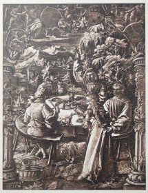 【汉斯·列伊】1896年 珂罗版 版画《Dessin pour un vitrail》纸张36.5×29厘米