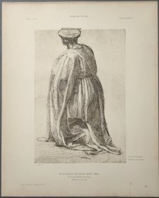 【米开朗基罗】1896年 珂罗版 版画《KNIENDE MANNLICHE FIGUR》 纸张36.5×29厘米