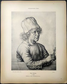 【汉斯·梅姆林】1896年 珂罗版 版画《Portrait d'un orfevre》 纸张36.5×29厘米