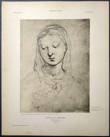 【拉斐尔】1896年 珂罗版 版画《MADONNEKKOPF》 纸张36.5×29厘米