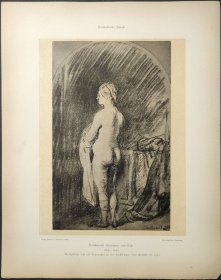 【伦勃朗】1896年 珂罗版 版画《Femme nue,etude》纸张36.5×29厘米