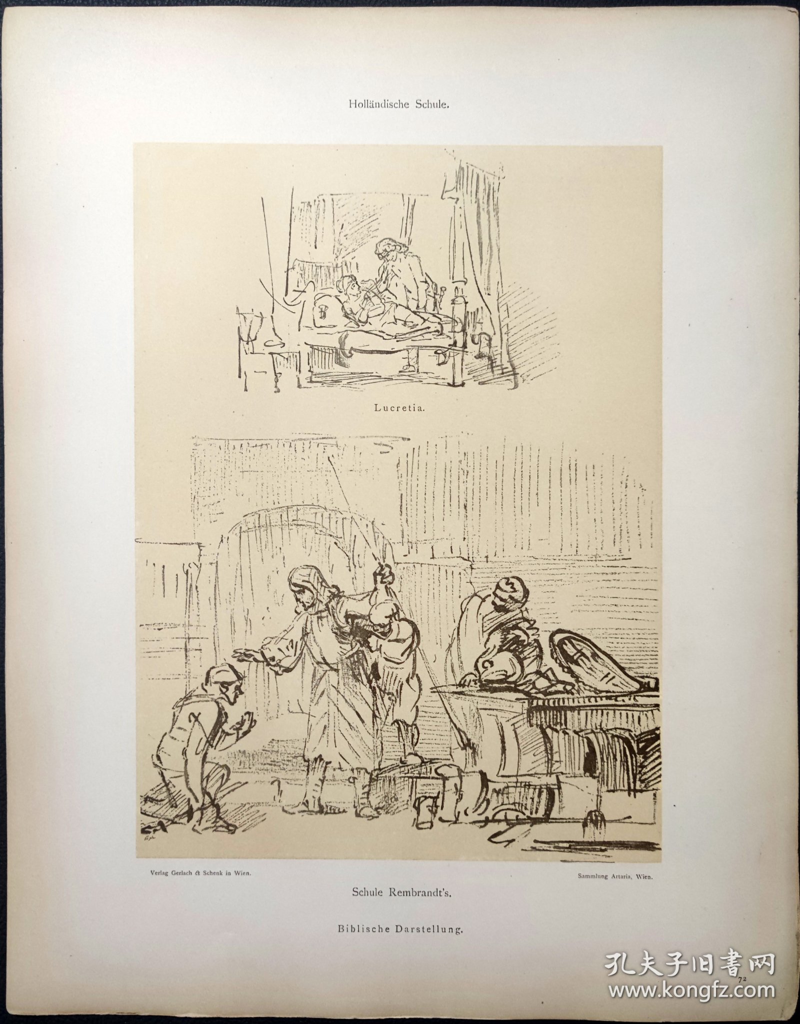 1896年 珂罗版 版画《Lucrece et une scene biblique》纸张36.5×29厘米