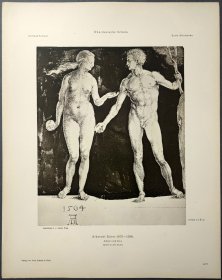【丢勒】1896年 珂罗版 版画《ADAM UND EVA》 纸张36.5×29厘米