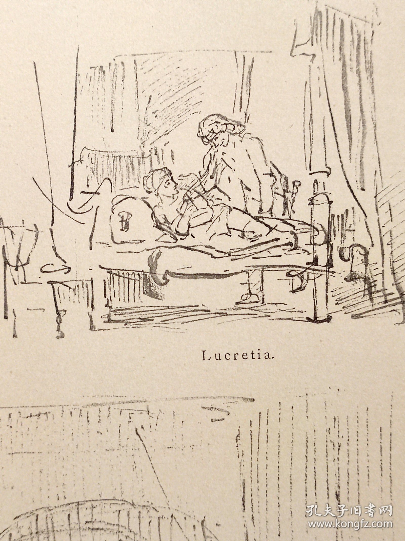 1896年 珂罗版 版画《Lucrece et une scene biblique》纸张36.5×29厘米