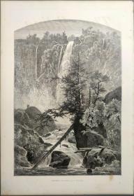 1873年 木口木刻 版画《PUNCHEON RUN FALLS》