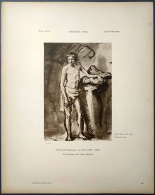 【伦勃朗】1896年 珂罗版 版画《ACTZEICHNUNG NACH EINEM JUNGLING》 纸张36.5×29厘米