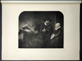 [伦勃朗] 1906年铜版画 照相凹版《与妻子交谈的牧师》