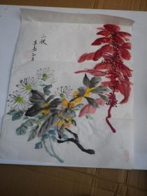 4  约八十年代  宣纸画  .花